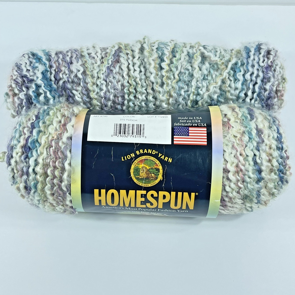 Lot of 2 Lion Brand Homespun Thick & Quick Yarn Tudor #315 Made In USA 11 oz